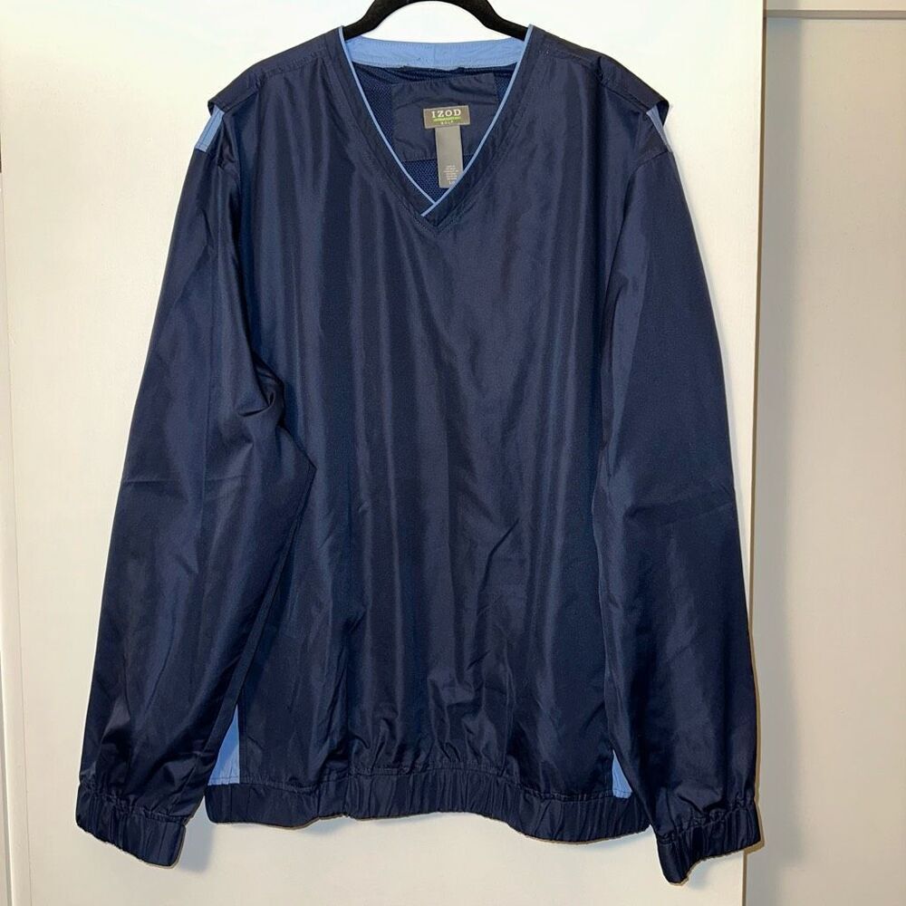 Izod Men’s Golf Windbreaker Pullover Navy Blue Size Large Gently Worn
